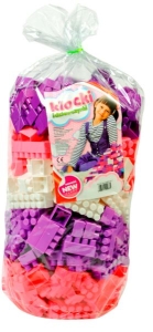 Klocki konstrukcyjne 300 szt. "bączek" różowe