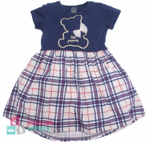 Granatowa sukienka dla dziewczynki w kratę Atut