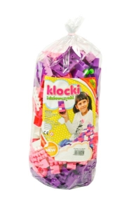 Klocki konstrukcyjne 345 szt. "bączek" różowe