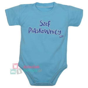 Mrofi body z napisami dla dzieci szef piaskownicy niebieskie