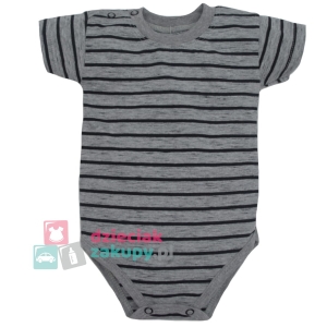 Mrofi body dla chłopca na krótki rękaw w paski szare