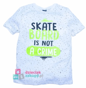 Biała bluzka dla chłopca na krótki rękaw SkateBoard